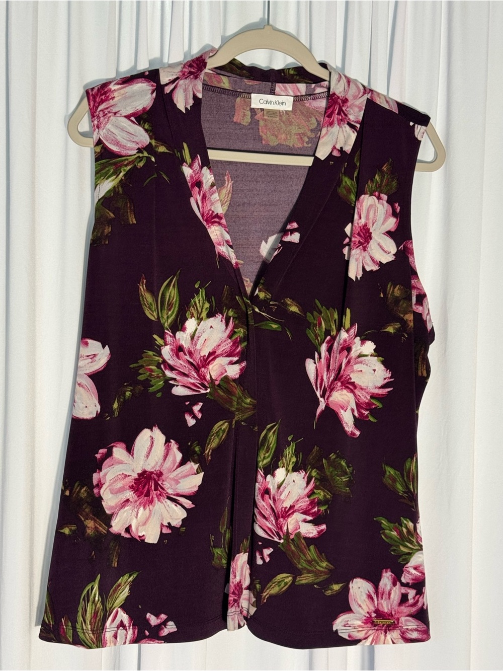 Calvin Klein Plum Floral V-Neck Sleeveless Camisole